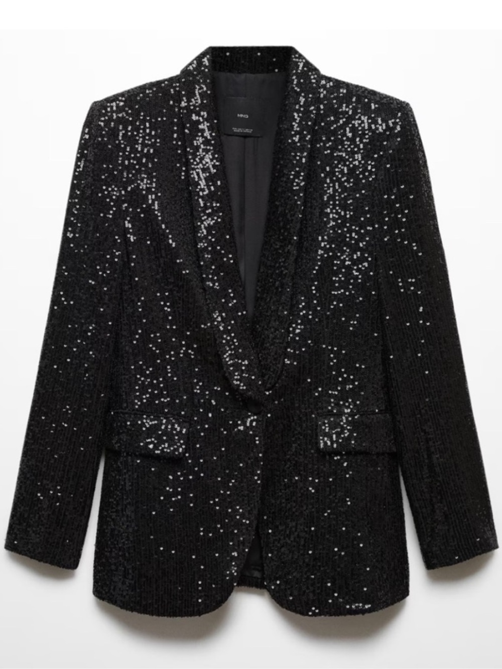 Mango Black Sequin Suit Blazer Sz S